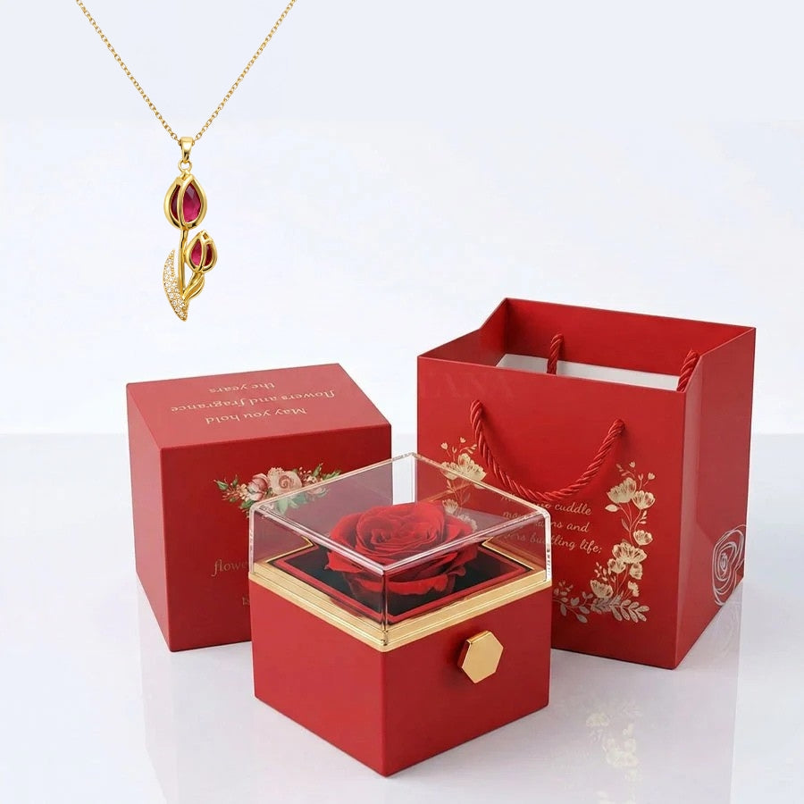 Collier Harmonie Rubis Doré – Pierre Rouge & Éclat Raffiné