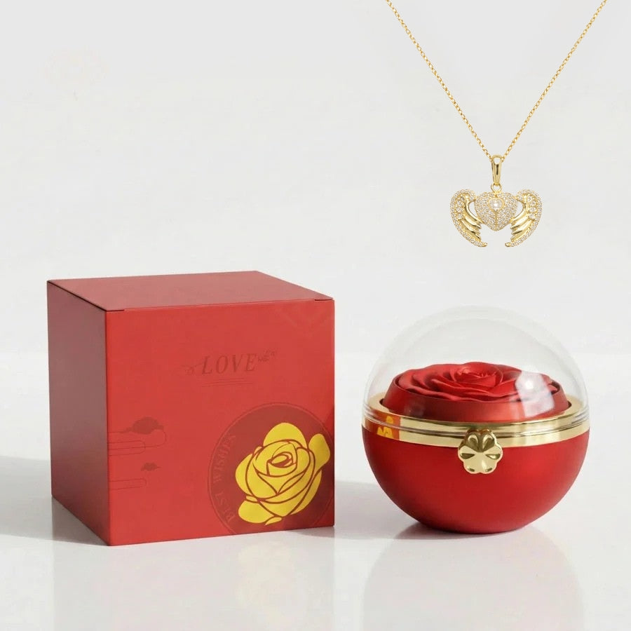 BOÎTE LOVE BLOSSOM AVEC COLLIER COEUR ET AILES ANGELIQUES